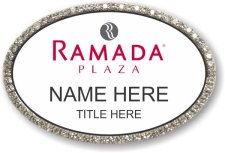 (image for) Ramada Logo E Oval White with Silver Frame Bling Badge