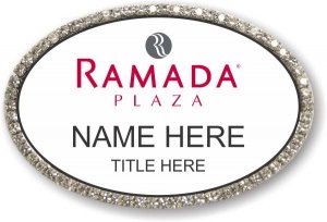 (image for) Ramada Logo E Oval White with Silver Frame Bling Badge