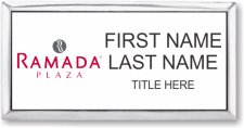 (image for) Ramada Logo E White with Silver Frame Executive Badge - Stacked Name