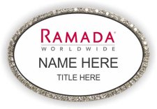 (image for) Ramada Logo G Oval White with Silver Frame Bling Badge