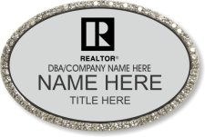 (image for) Realtor Black Logo Silver Oval Bling Badge