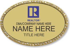 (image for) Residential Blue Realtor Gold Oval Bling Badge