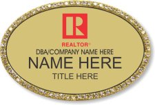 (image for) Commercial Red Realtor Gold Oval Bling Badge