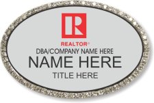 (image for) Commercial Red Realtor Silver Oval Bling Badge