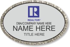 (image for) Residential Blue Realtor Silver Oval Bling Badge