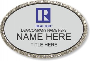 (image for) Residential Blue Realtor Silver Oval Bling Badge