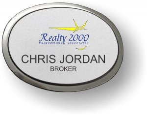 (image for) Realty 2000 Executive Silver Oval Badge w/ Silver Frame