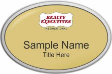 (image for) Realty Executives Color Logo - Gold Oval Pebbled Frame Prestige Badge