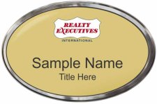 (image for) Realty Executives Color Logo - Gold Oval Polished Frame Prestige Badge