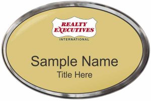 (image for) Realty Executives Color Logo - Gold Oval Polished Frame Prestige Badge