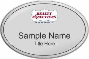 (image for) Realty Executives Color Logo - Silver Oval Pebbled Frame Prestige Badge