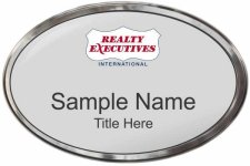 (image for) Realty Executives Color Logo - Silver Oval Polished Frame Prestige Badge