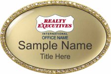 (image for) Realty Executives Color DBA Logo - Oval Gold Bling Badge