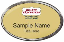 (image for) Realty Executives Color DBA Logo - Gold Oval Polished Frame Prestige Badge