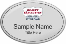 (image for) Realty Executives Color DBA Logo - Silver Oval Pebbled Frame Prestige Badge