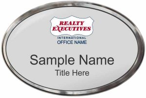 (image for) Realty Executives Color DBA Logo - Silver Oval Polished Frame Prestige Badge