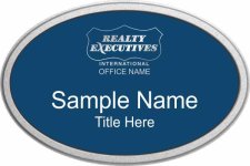 (image for) Realty Executives Platinum DBA Logo - Blue Oval Pebbled Frame Prestige Badge