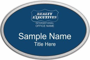 (image for) Realty Executives Platinum DBA Logo - Blue Oval Pebbled Frame Prestige Badge