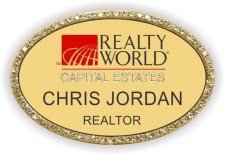 (image for) Realty World Gold Oval Bling Badge