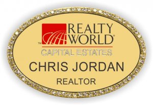 (image for) Realty World Gold Oval Bling Badge