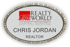 (image for) Realty World Silver Oval Bling Badge