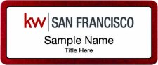 (image for) Keller Williams San Francisco Prestige Red Anodized White Badge