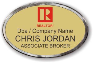 (image for) Red Realtor Oval Gold Prestige Badge with Polished Frame