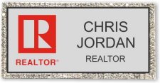 (image for) Commercial Red Realtor Silver Bling Badge