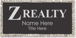 (image for) Reflective Design Silver Framed Black Bling Badge (Z Realty)