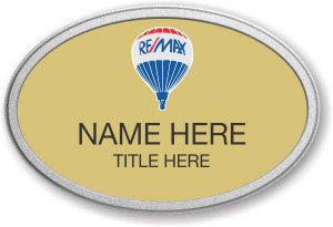 (image for) Remax Balloon Logo Oval Gold Prestige Badge with Pebbled Silver Frame