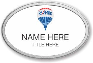 (image for) Remax Balloon Logo Oval White Prestige Badge with Pebbled Silver Frame