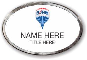 (image for) Remax Balloon Logo Oval White Prestige Badge with Polished Silver Frame