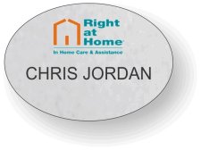 (image for) Right At Home Silver Oval Name Badge