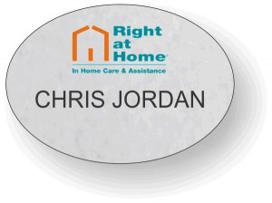 (image for) Right At Home Silver Oval Name Badge