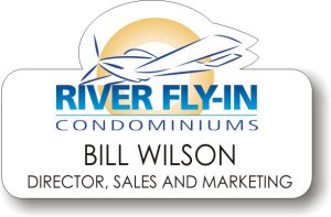 (image for) River Fly-In Condominiums Shaped White Badge