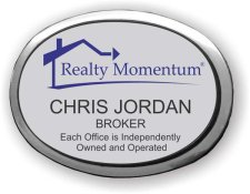 (image for) Realty Momentum Executive Oval Silver Badge With Logo / Tagline