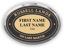 (image for) Russell Lands Oval Executive Silver Other Badge - Stacked Name