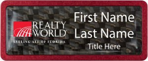 (image for) Ocala World Realty Red Anodized Frame Carbon Insert Badge