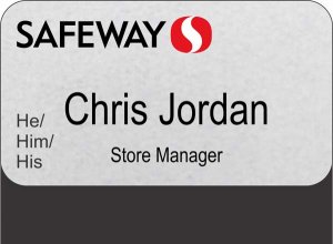 (image for) Safeway Silver Pocket Name Badge Pronoun