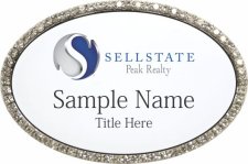 (image for) Sellstate Peak Realty Silver Oval Bling White Badge