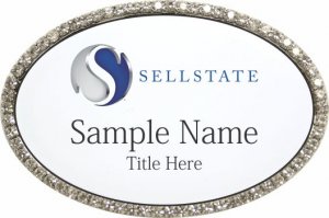 (image for) Sellstate Realty Silver Oval Bling White Badge