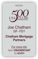 (image for) USA 500 Clubs Id Badge - Silver Vertical badge