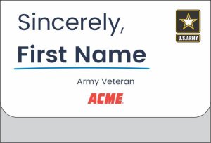 (image for) Acme Sincerely Veteran White Pocket Name Badge