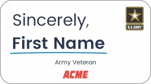 (image for) Acme Sincerely Veteran White Name Badge