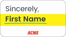 (image for) Acme Sincerely Minor White Name Badge