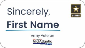 (image for) Albertsons Mid-Atlantic Sincerely Veteran White Name Badge