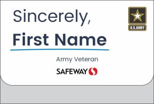 (image for) Safeway Sincerely Veteran White Pocket Name Badge