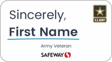 (image for) Safeway Sincerely Veteran White Name Badge