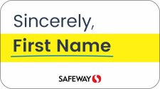 (image for) Safeway Sincerely Minor White Name Badge