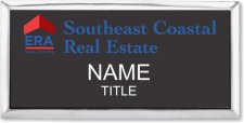 (image for) ERA Southeast Coastal Real Estate Black Badge with Silver Frame - Large Text Logo